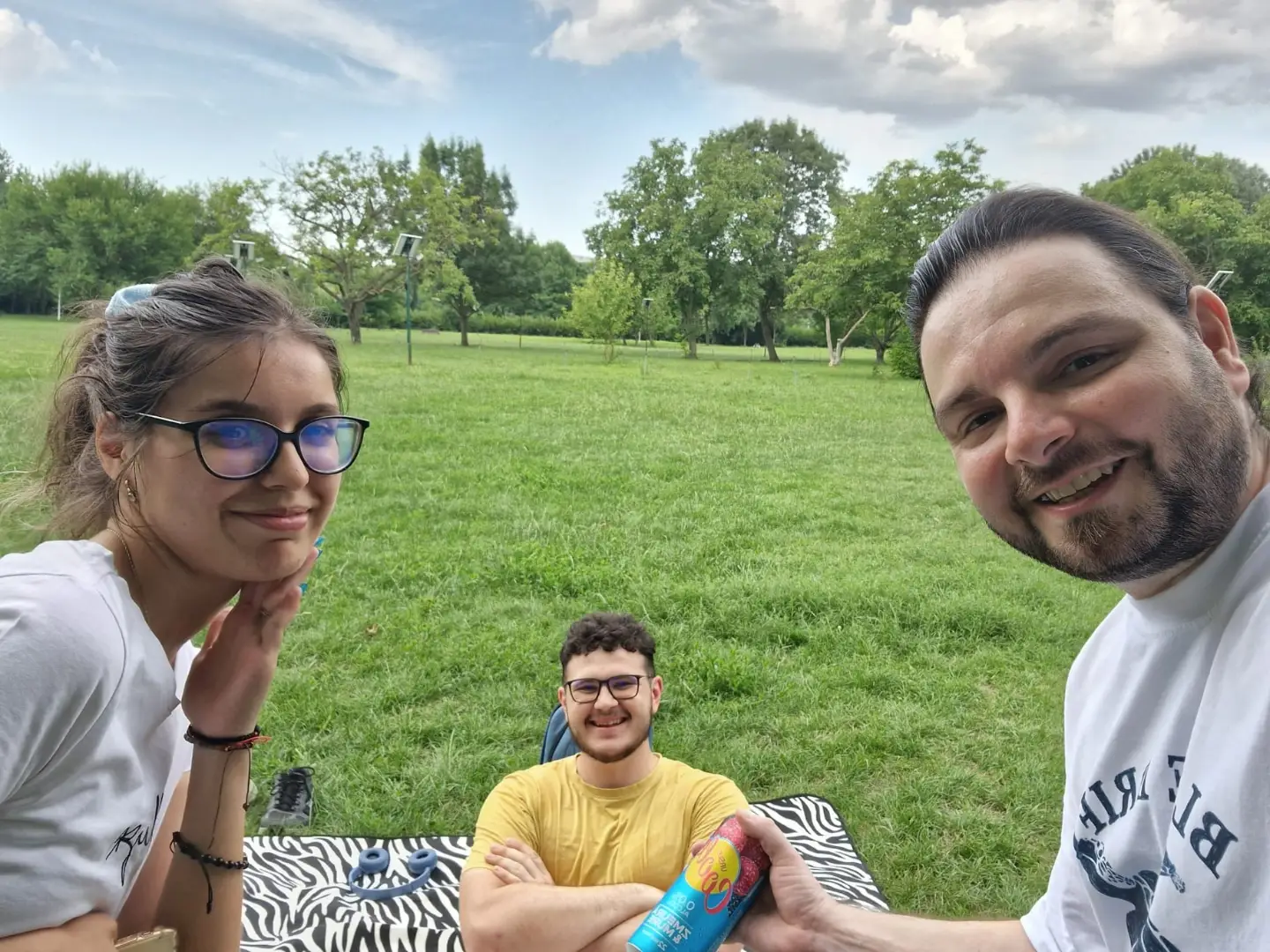 Conversație relaxată pe iarbă, la o întâlnire Gatherings în parc
